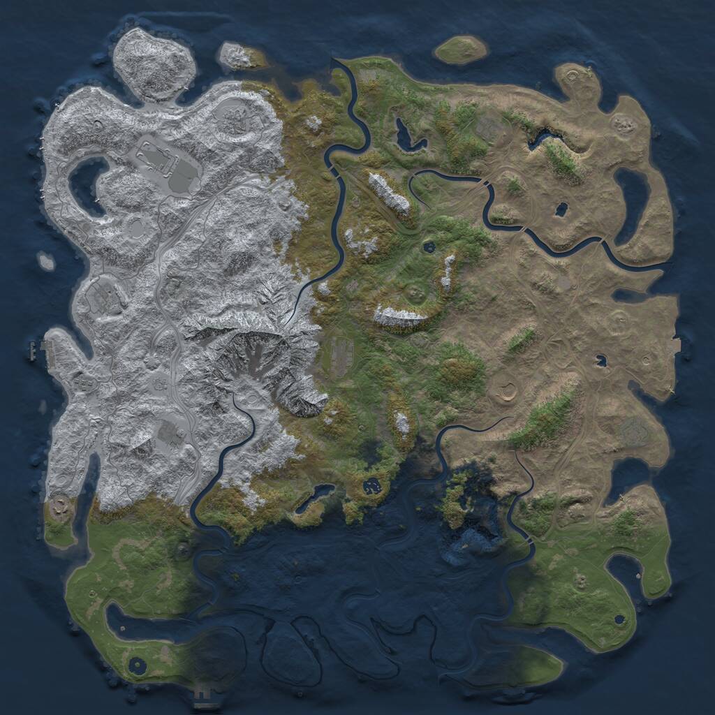 Rust Map: Procedural Map, Size: 6000, Seed: 115, 17 Monuments