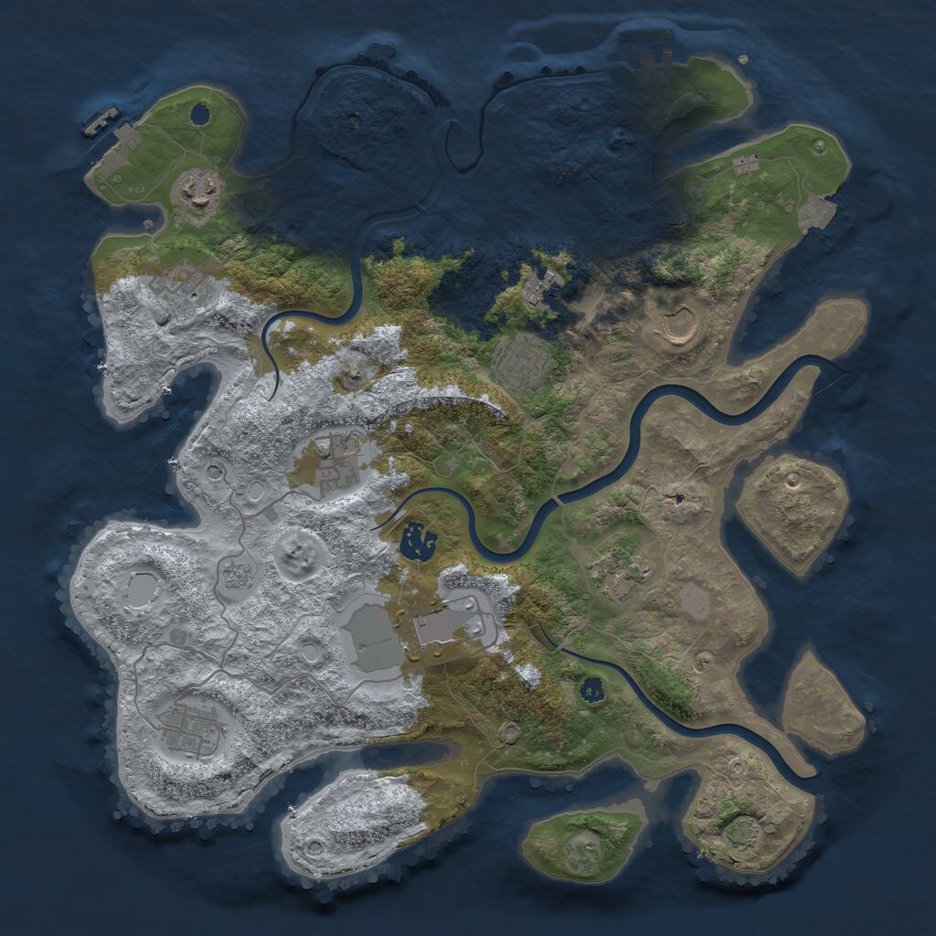 Rust Map: Procedural Map, Size: 3750, Seed: 291183006, 16 Monuments