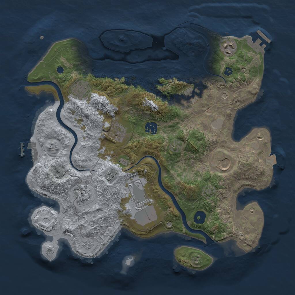Rust Map: Procedural Map, Size: 3500, Seed: 938398921, 15 Monuments