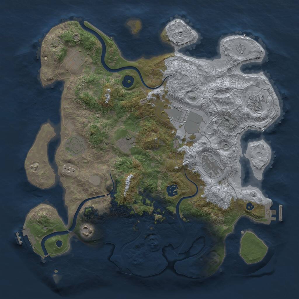 Rust Map: Procedural Map, Size: 3750, Seed: 2145609647, 15 Monuments