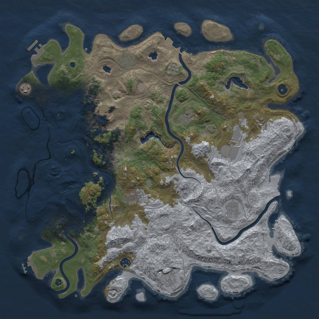 Rust Map: Procedural Map, Size: 4800, Seed: 1104175376, 17 Monuments