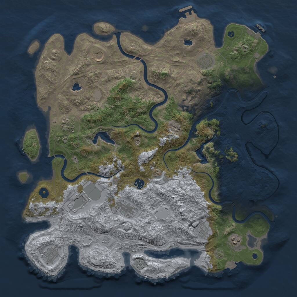 Rust Map: Procedural Map, Size: 4500, Seed: 445285399, 17 Monuments