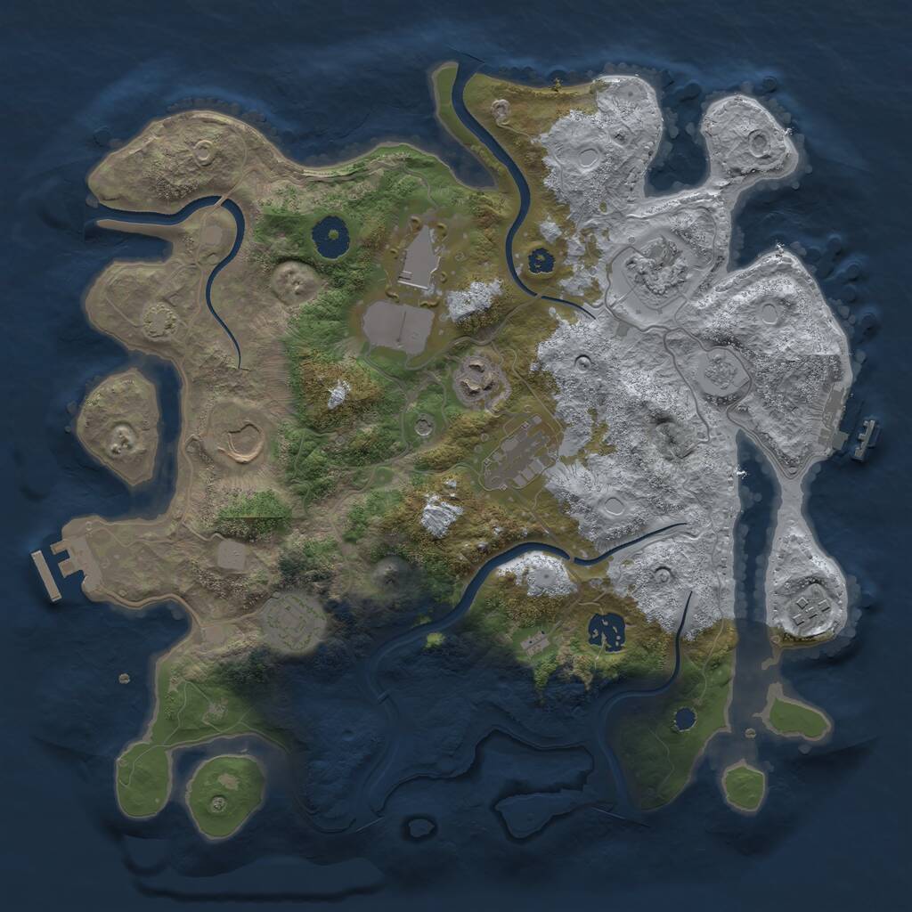 Rust Map: Procedural Map, Size: 3500, Seed: 1175013926, 14 Monuments