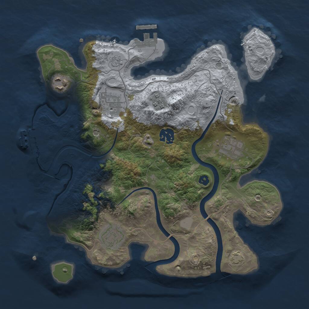 Rust Map: Procedural Map, Size: 3000, Seed: 14345, 12 Monuments