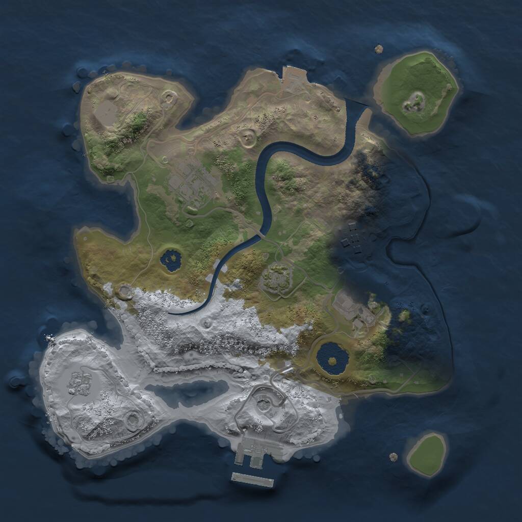 Rust Map: Procedural Map, Size: 2500, Seed: 53421, 8 Monuments