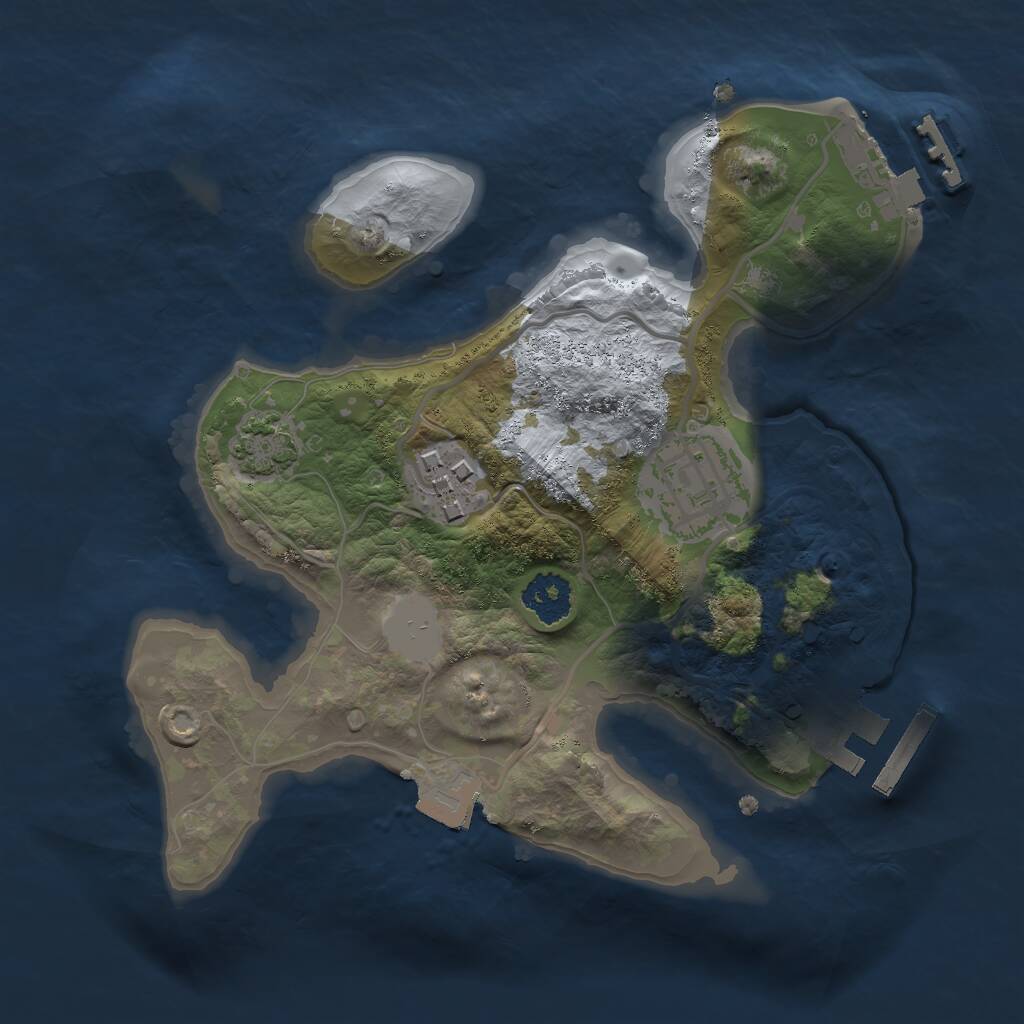 Rust Map: Procedural Map, Size: 2100, Seed: 37865, 6 Monuments