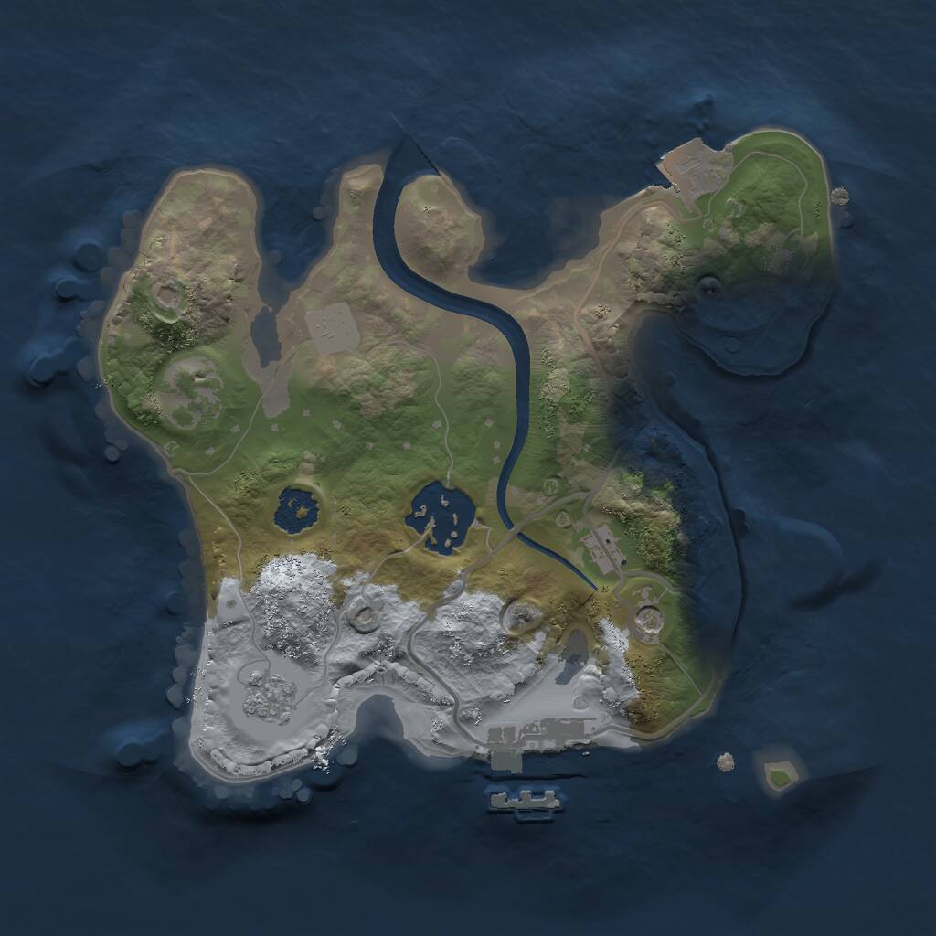 Rust Map: Procedural Map, Size: 2100, Seed: 76457, 5 Monuments