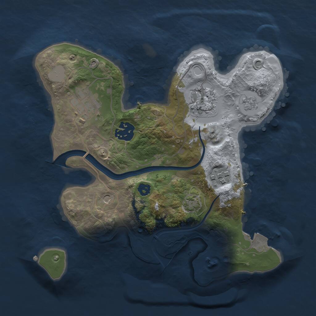 Rust Map: Procedural Map, Size: 2500, Seed: 1381485108, 8 Monuments