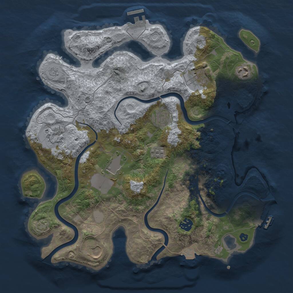 Rust Map: Procedural Map, Size: 3500, Seed: 1145965721, 14 Monuments