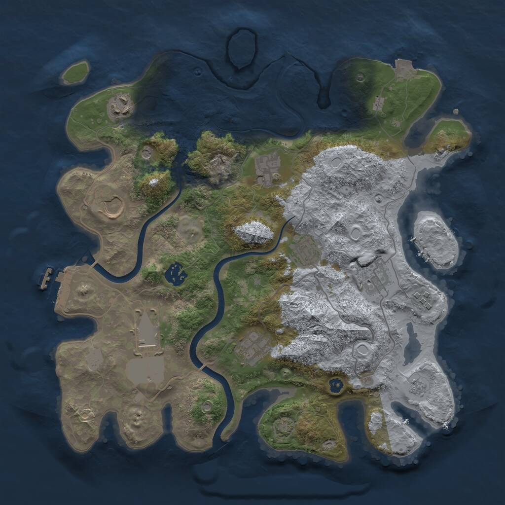 Rust Map: Procedural Map, Size: 3500, Seed: 1375813480, 14 Monuments
