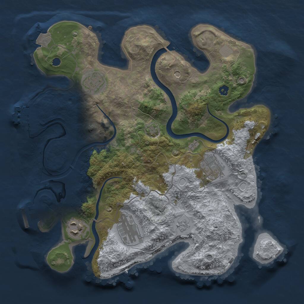 Rust Map: Procedural Map, Size: 3000, Seed: 20365, 10 Monuments