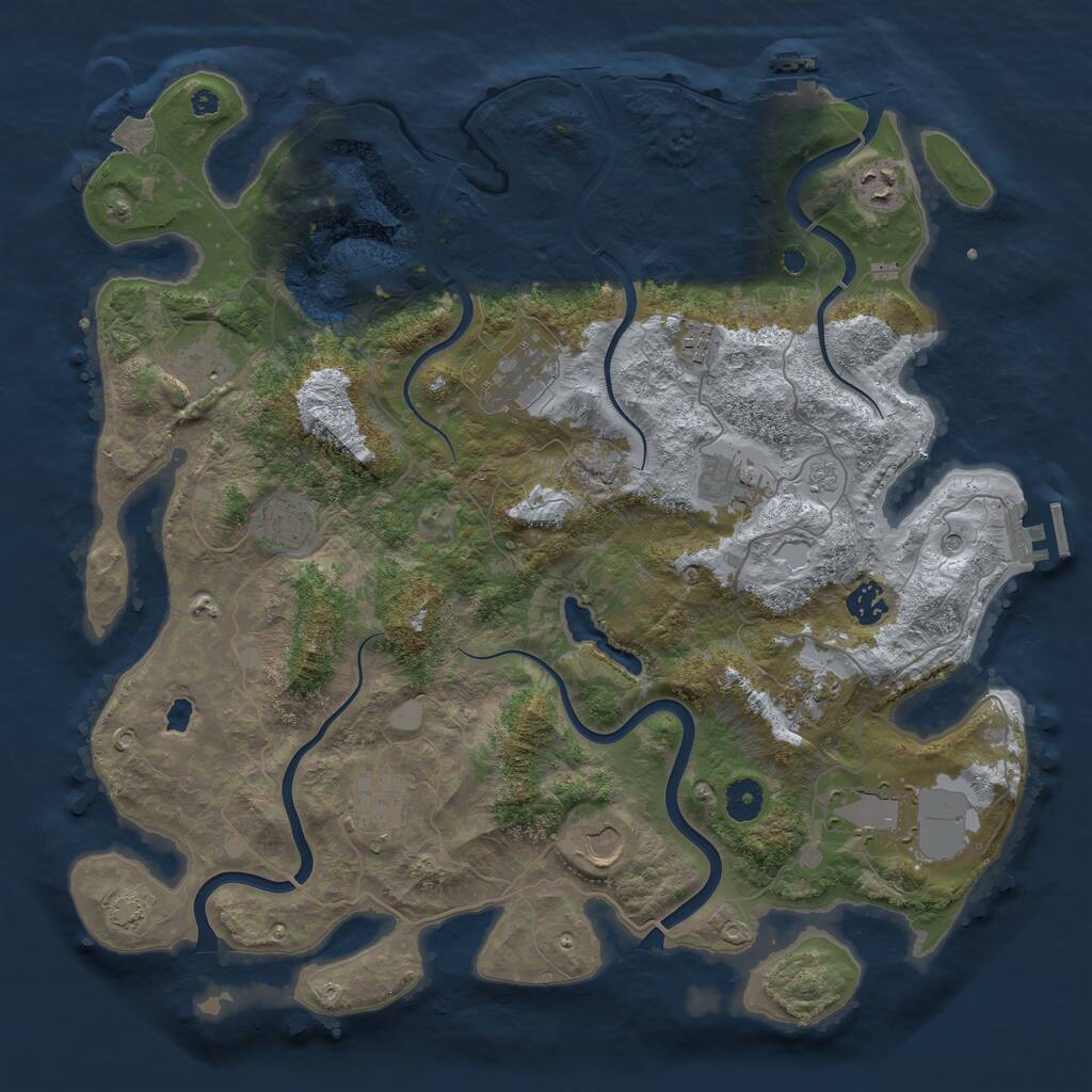 Rust Map: Procedural Map, Size: 4050, Seed: 382840787, 17 Monuments