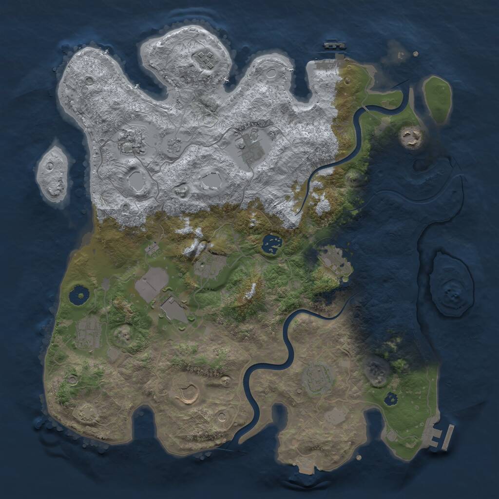 Rust Map: Procedural Map, Size: 3800, Seed: 1732020783, 17 Monuments