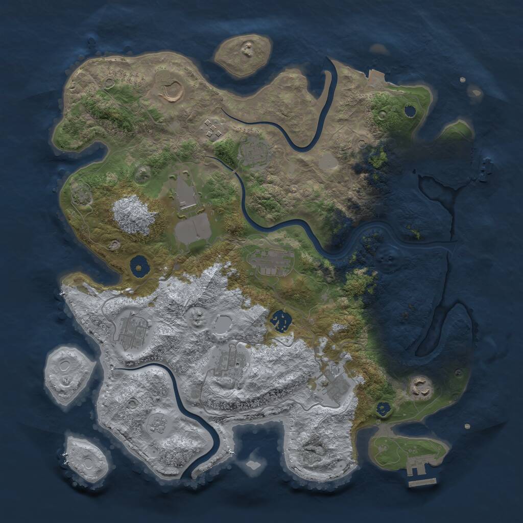 Rust Map: Procedural Map, Size: 3800, Seed: 493711403, 16 Monuments