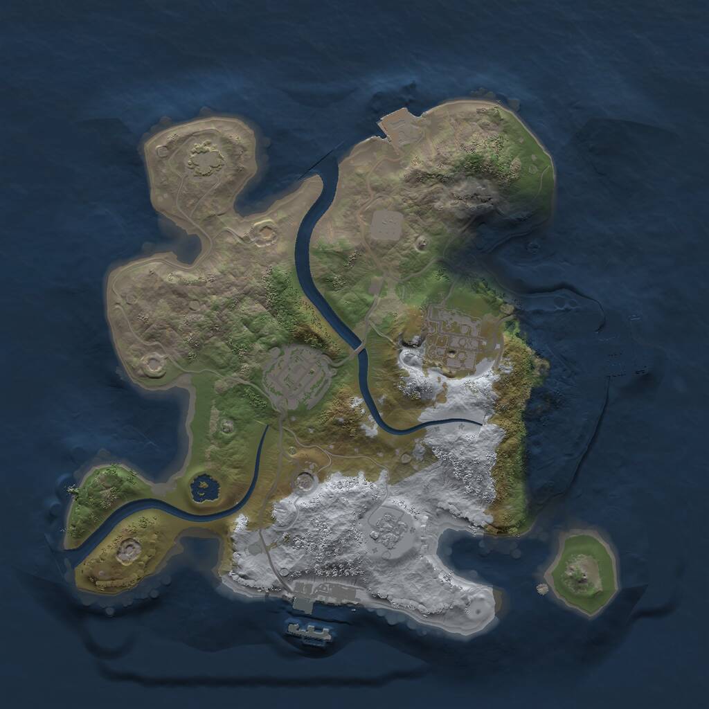 Rust Map: Procedural Map, Size: 2500, Seed: 1072680746, 8 Monuments