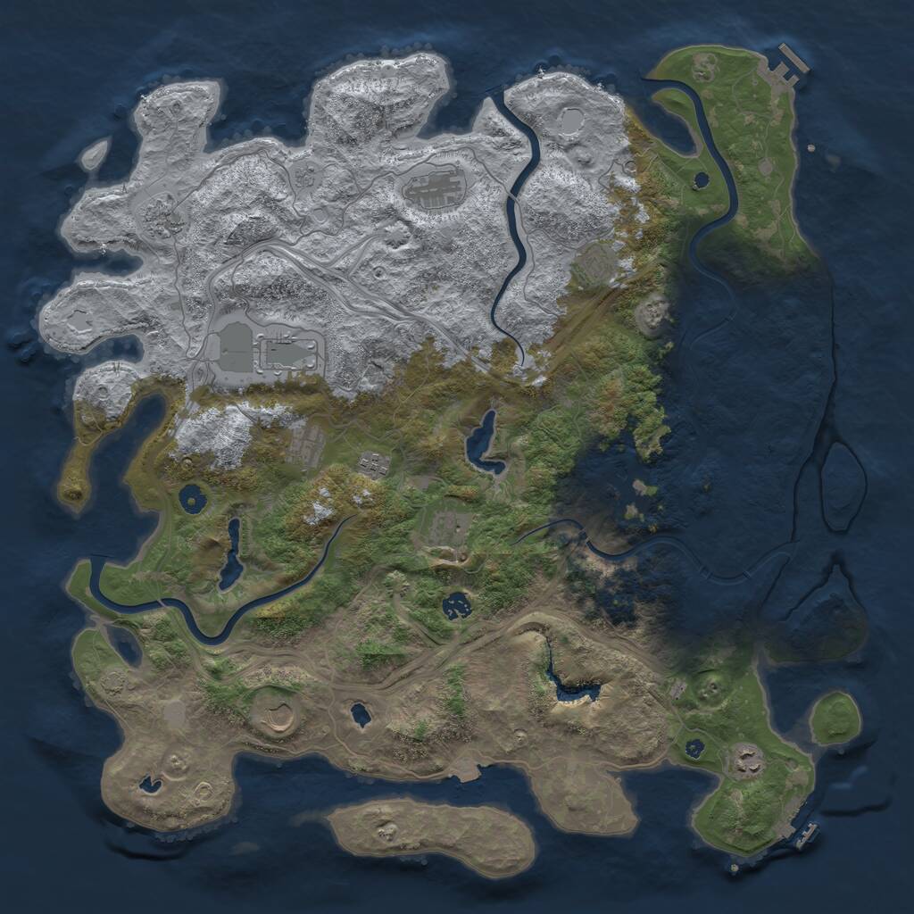 Rust Map: Procedural Map, Size: 4900, Seed: 12131542, 17 Monuments