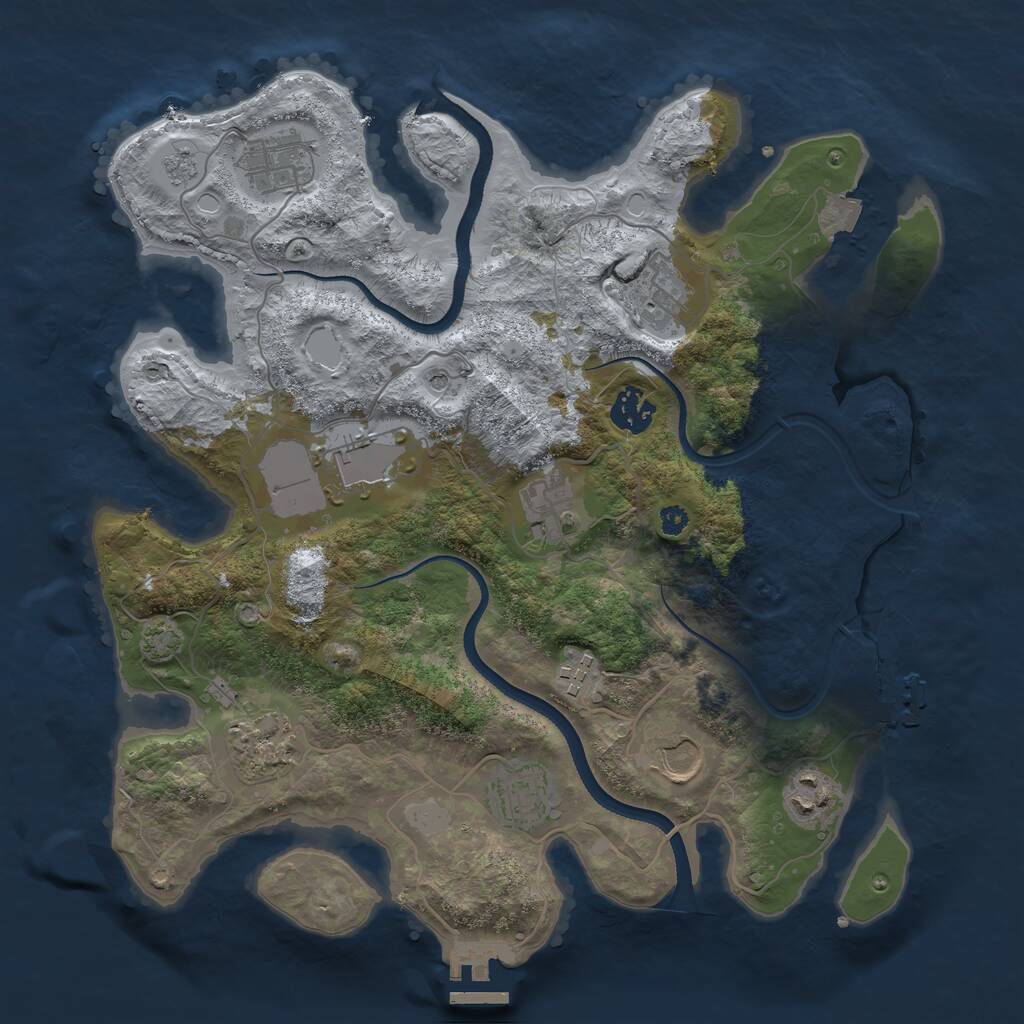 Rust Map: Procedural Map, Size: 3500, Seed: 23144786, 16 Monuments