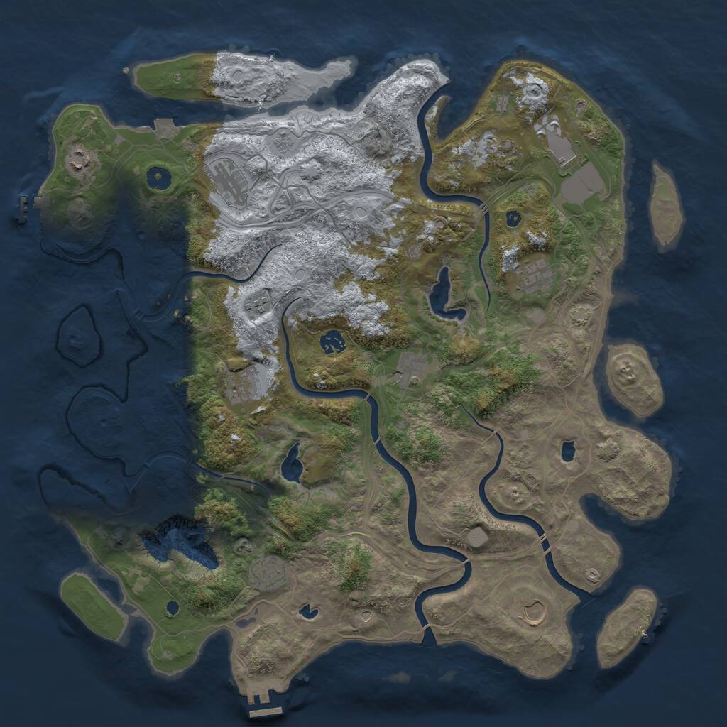 Rust Map: Procedural Map, Size: 4500, Seed: 1026221734, 17 Monuments
