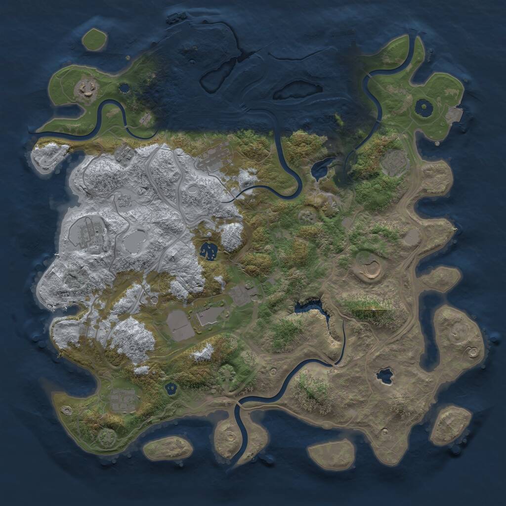 Rust Map: Procedural Map, Size: 4250, Seed: 2841438, 16 Monuments