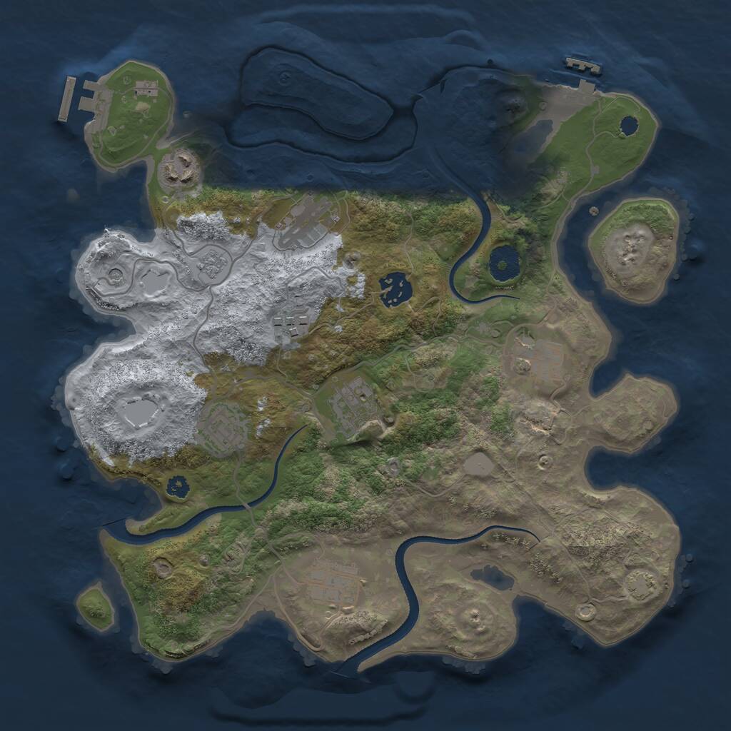 Rust Map: Procedural Map, Size: 3250, Seed: 1573025114, 14 Monuments