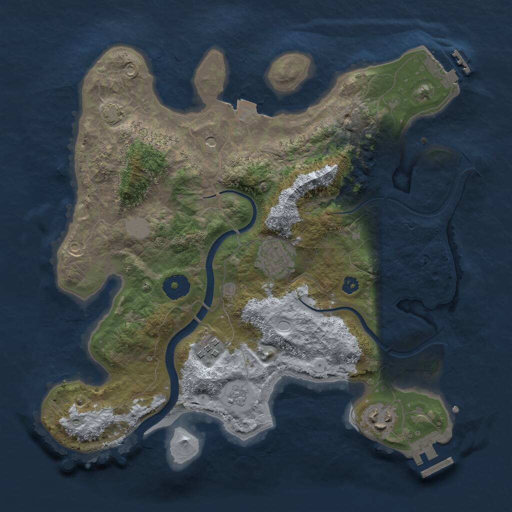 Rust Map: Procedural Map, Size: 3000, Seed: 653346955, 9 Monuments