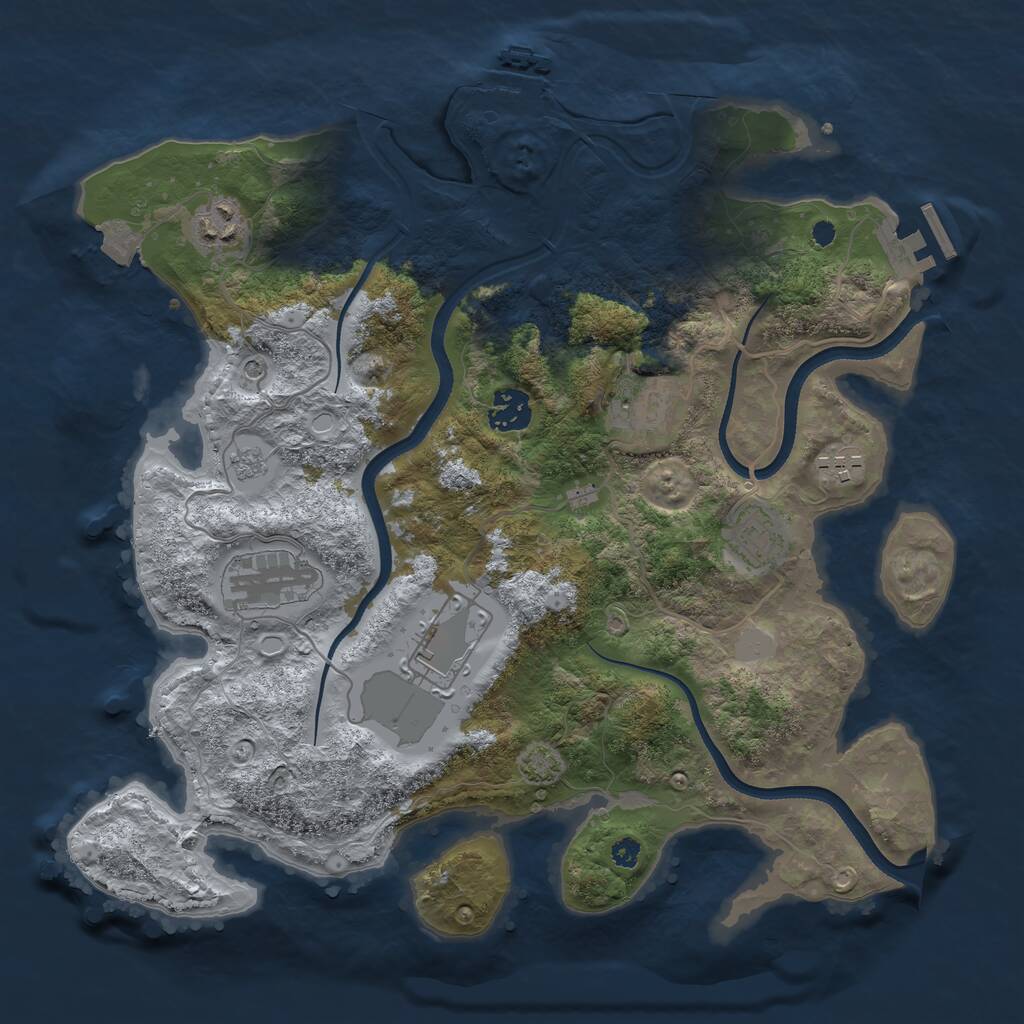 Rust Map: Procedural Map, Size: 3500, Seed: 1496125030, 13 Monuments