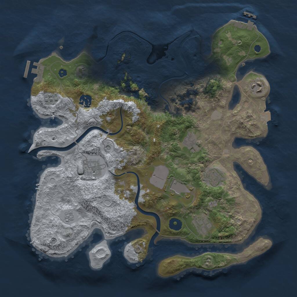 Rust Map: Procedural Map, Size: 3500, Seed: 1163488902, 14 Monuments