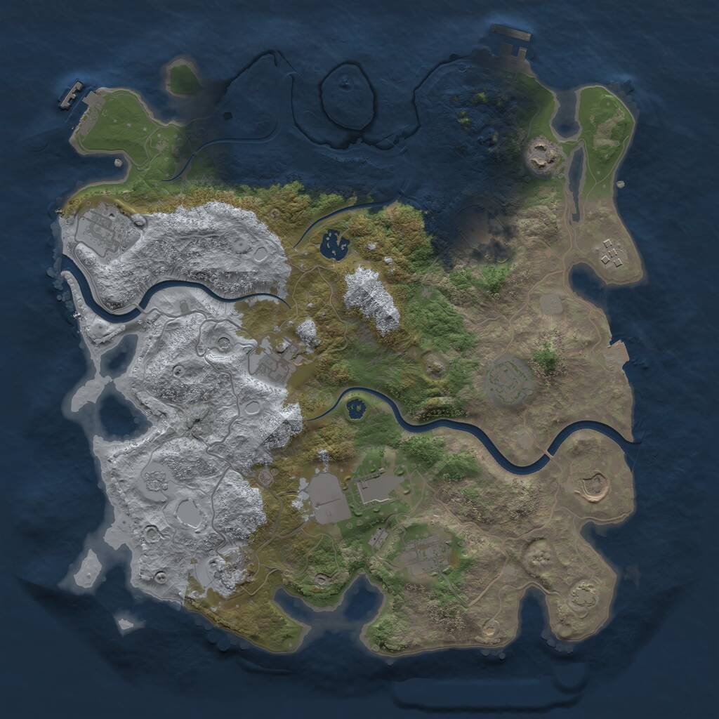 Rust Map: Procedural Map, Size: 3700, Seed: 1437272335, 17 Monuments