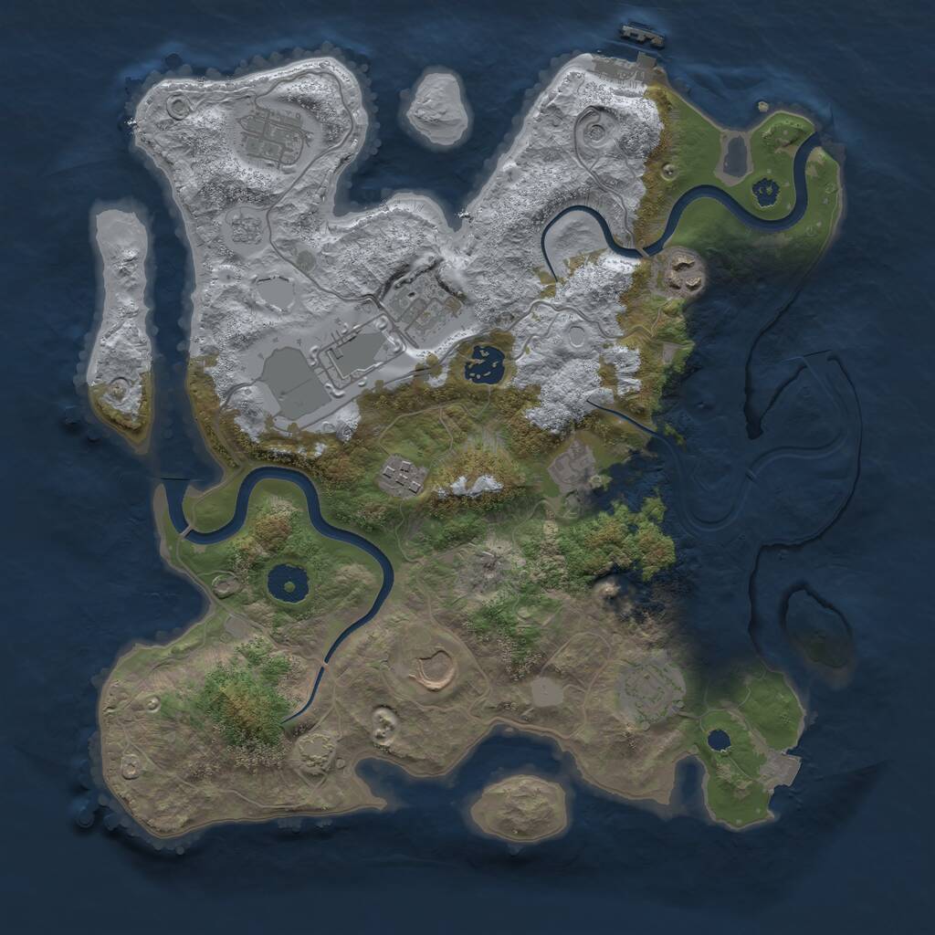 Rust Map: Procedural Map, Size: 3500, Seed: 12495, 14 Monuments