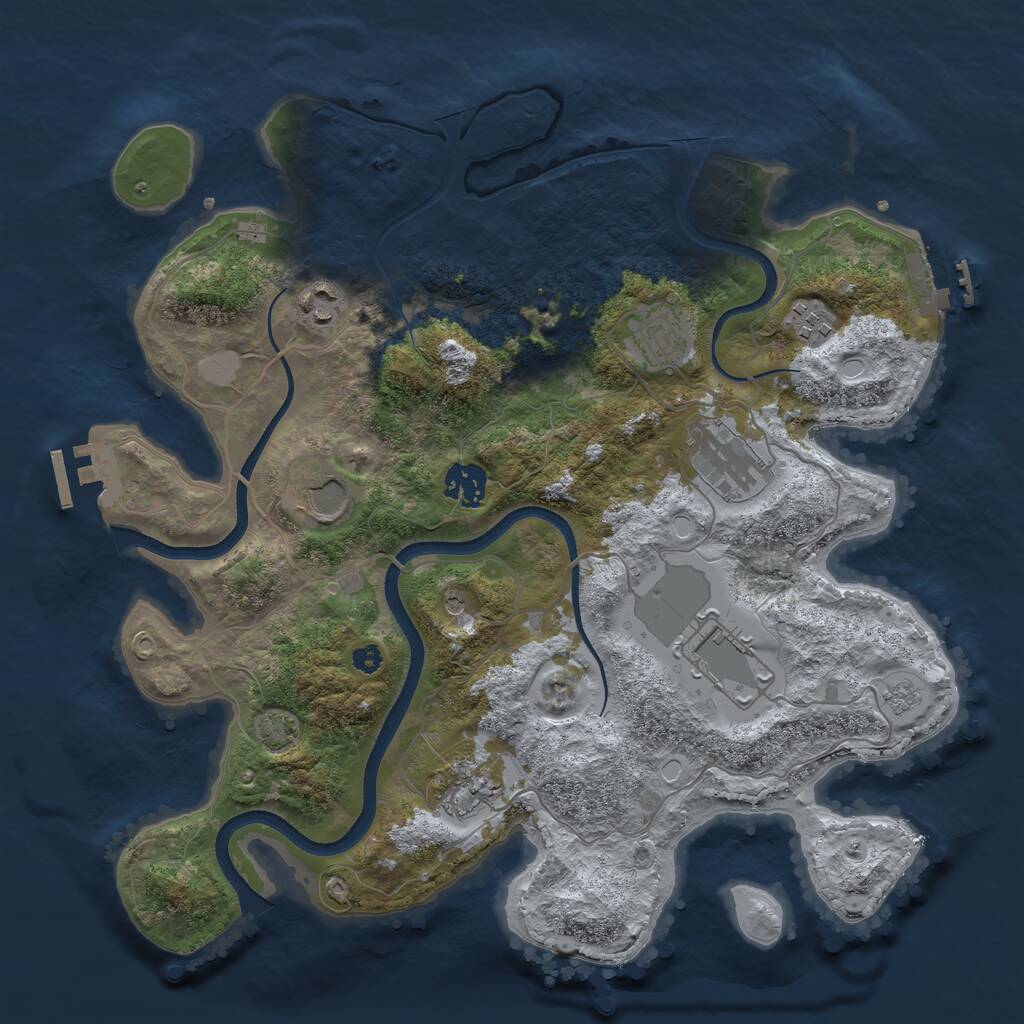 Rust Map: Procedural Map, Size: 3500, Seed: 1652098557, 14 Monuments