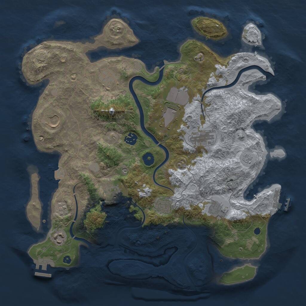 Rust Map: Procedural Map, Size: 3750, Seed: 1612610183, 16 Monuments