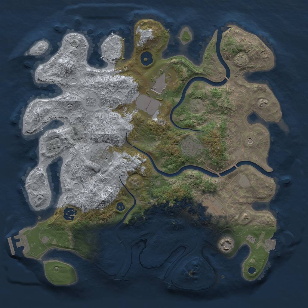 Rust Map: Procedural Map, Size: 3500, Seed: 12652825, 12 Monuments