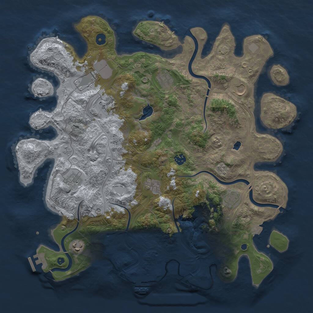 Rust Map: Procedural Map, Size: 4250, Seed: 605422546, 16 Monuments