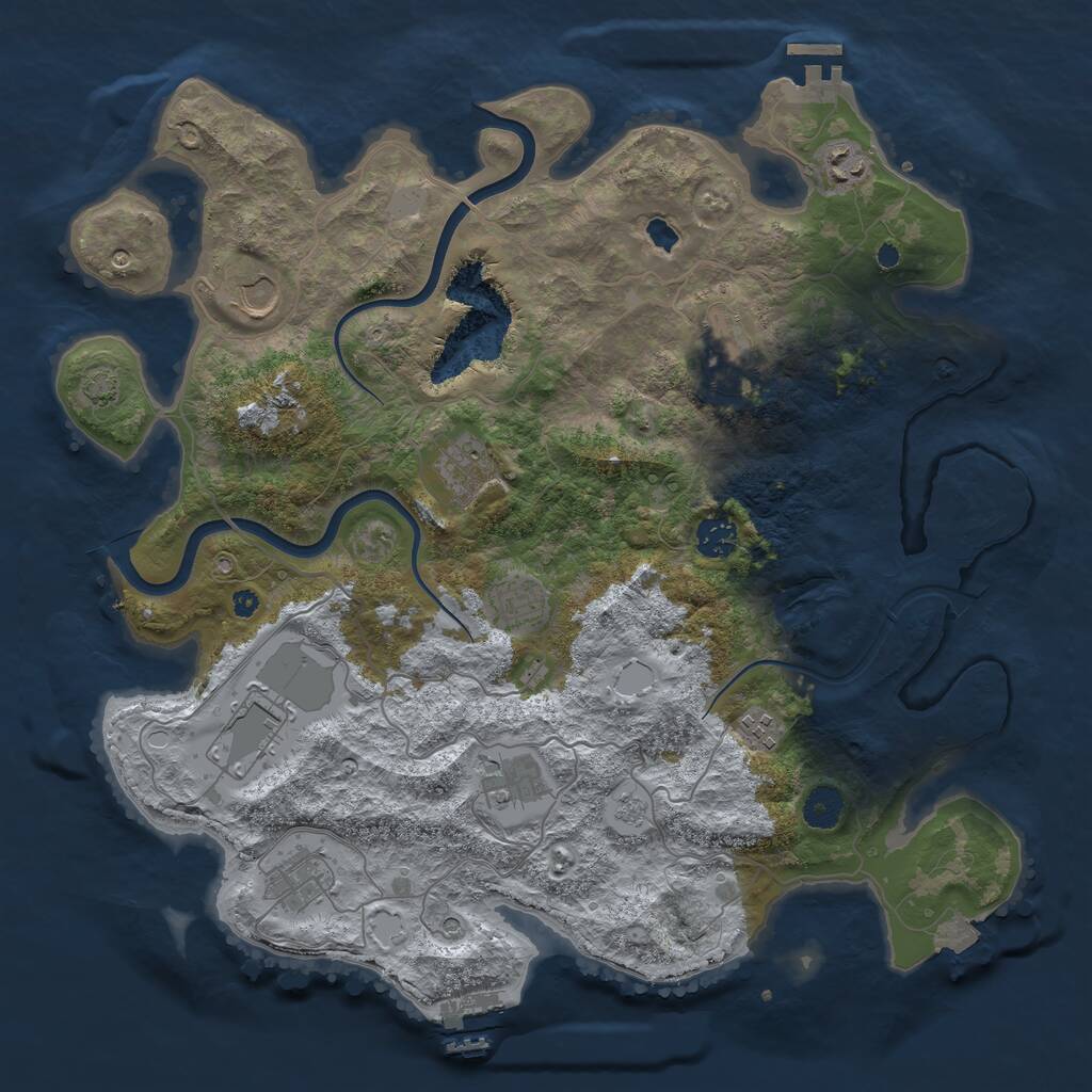 Rust Map: Procedural Map, Size: 4000, Seed: 732223478, 16 Monuments