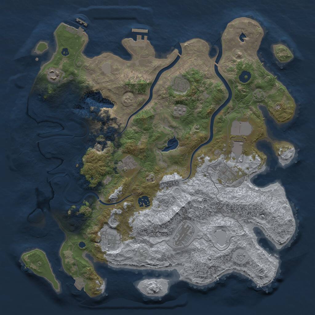 Rust Map: Procedural Map, Size: 4000, Seed: 636056208, 15 Monuments