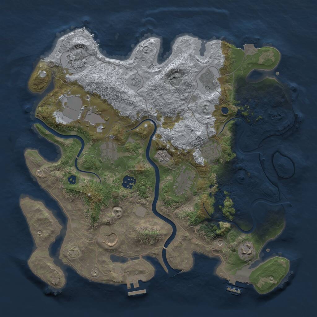 Rust Map: Procedural Map, Size: 3600, Seed: 525387, 16 Monuments