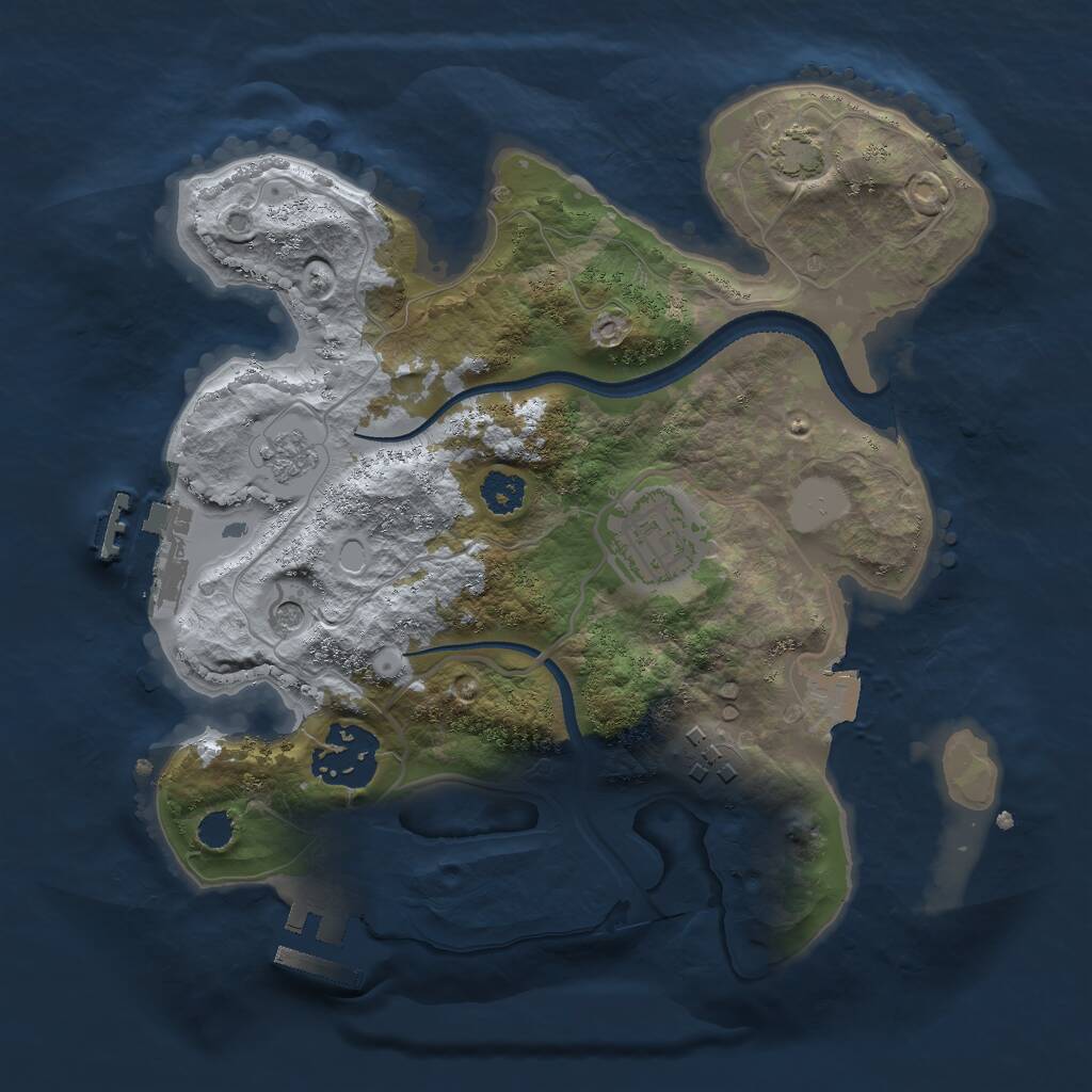 Rust Map: Procedural Map, Size: 2500, Seed: 104330872, 9 Monuments
