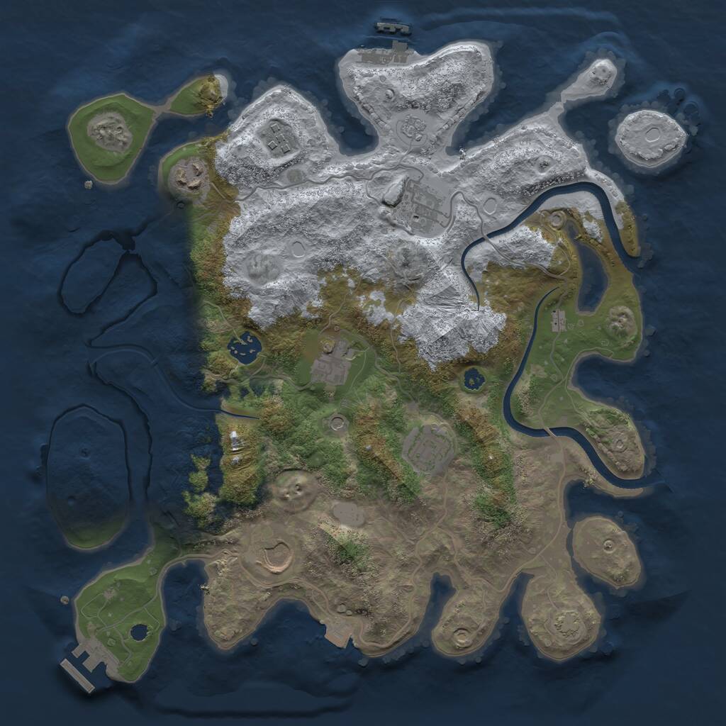 Rust Map: Procedural Map, Size: 3500, Seed: 546783895, 13 Monuments
