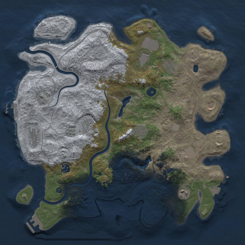 Rust Map: Procedural Map, Size: 4000, Seed: 1704228908, 17 Monuments