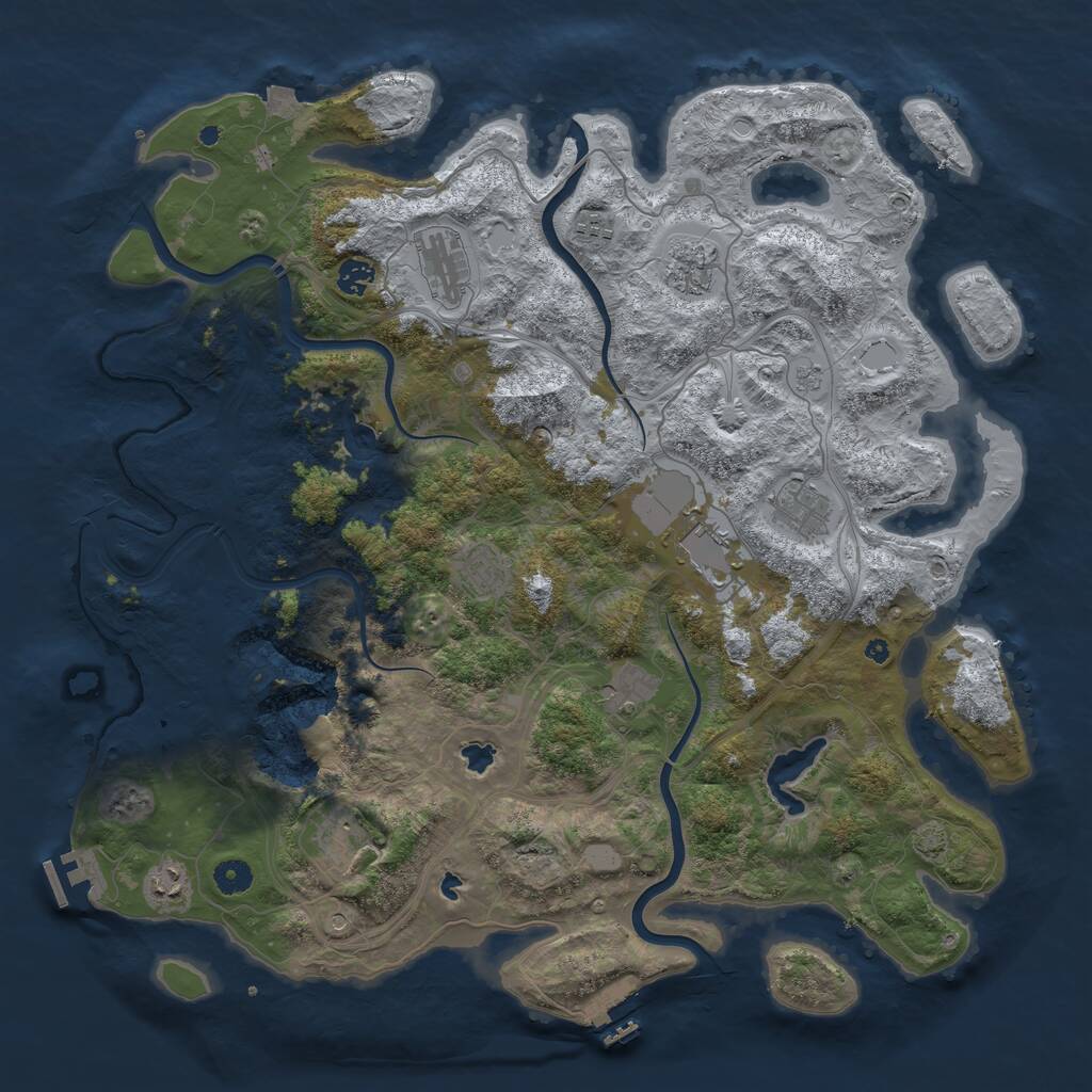 Rust Map: Procedural Map, Size: 4500, Seed: 408981573, 16 Monuments