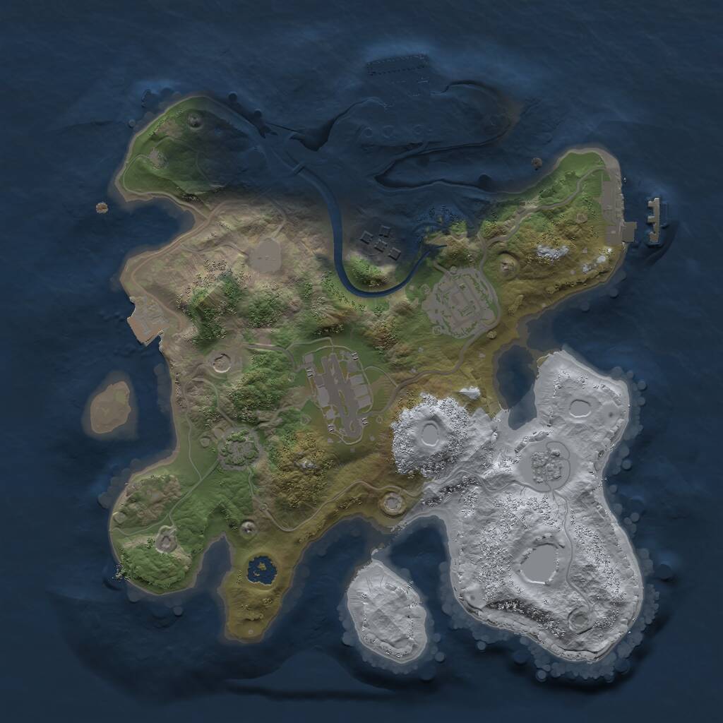 Rust Map: Procedural Map, Size: 2500, Seed: 152853235, 9 Monuments