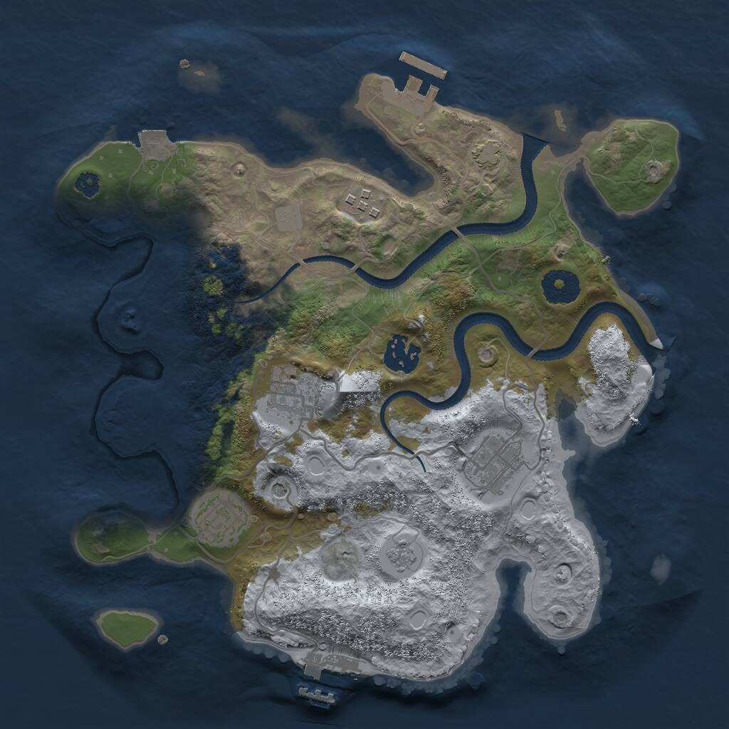 Rust Map: Procedural Map, Size: 3000, Seed: 3951, 11 Monuments