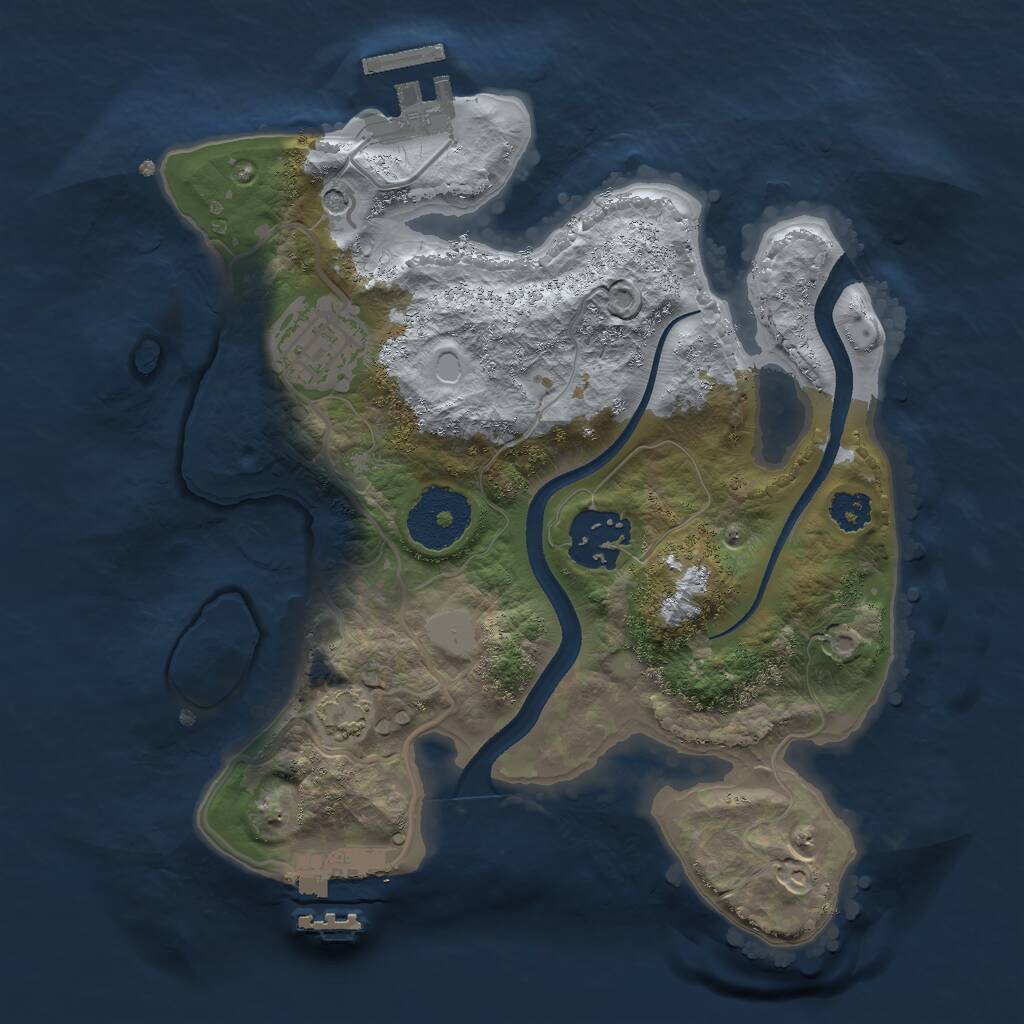 Rust Map: Procedural Map, Size: 2500, Seed: 982178875, 7 Monuments