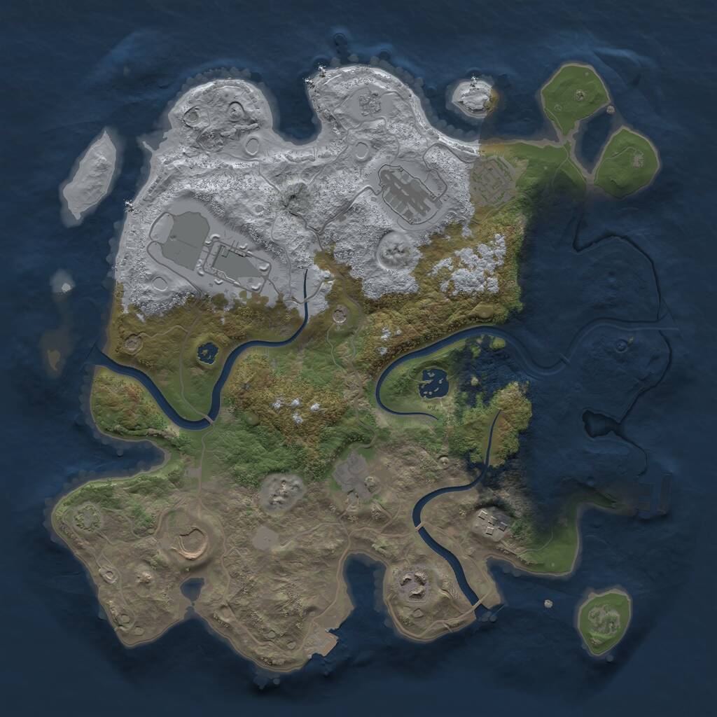 Rust Map: Procedural Map, Size: 3500, Seed: 166079283, 13 Monuments