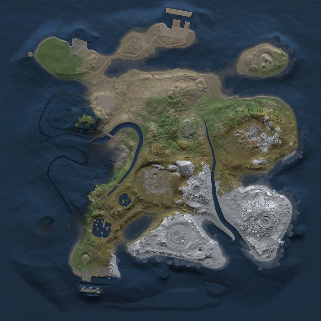 Rust Map: Procedural Map, Size: 2500, Seed: 997406515, 9 Monuments