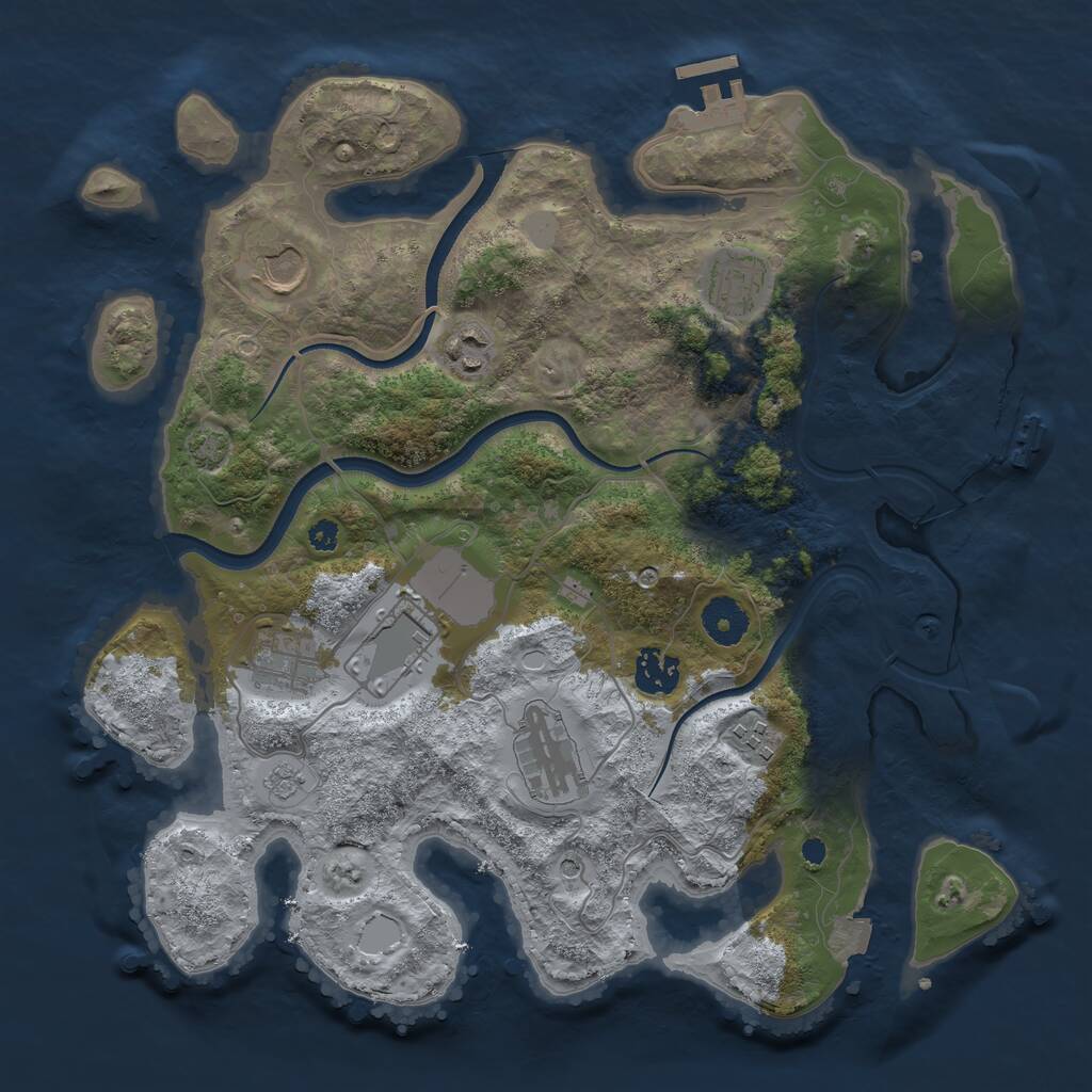 Rust Map: Procedural Map, Size: 3520, Seed: 195, 14 Monuments
