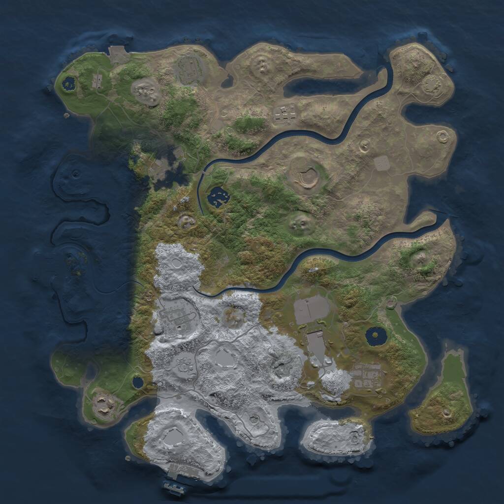 Rust Map: Procedural Map, Size: 3700, Seed: 1459692628, 15 Monuments