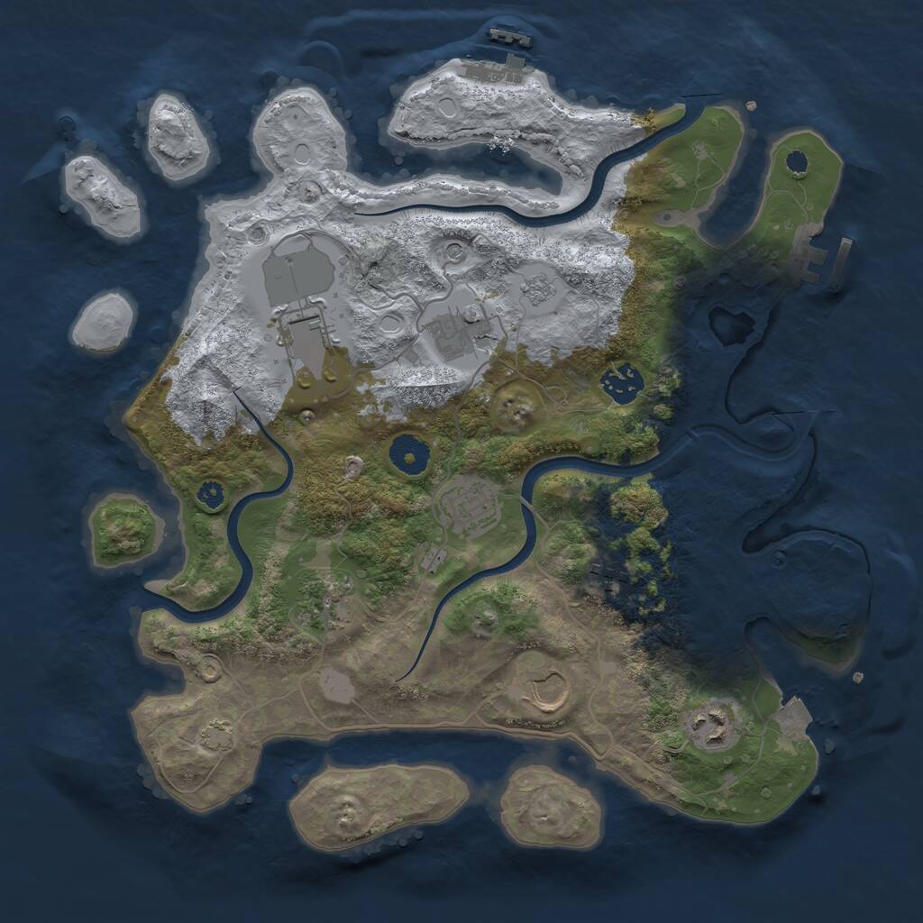 Rust Map: Procedural Map, Size: 3500, Seed: 1194590695, 14 Monuments