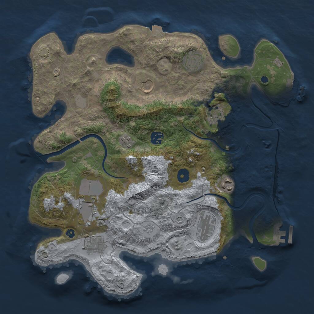 Rust Map: Procedural Map, Size: 3550, Seed: 1295, 15 Monuments