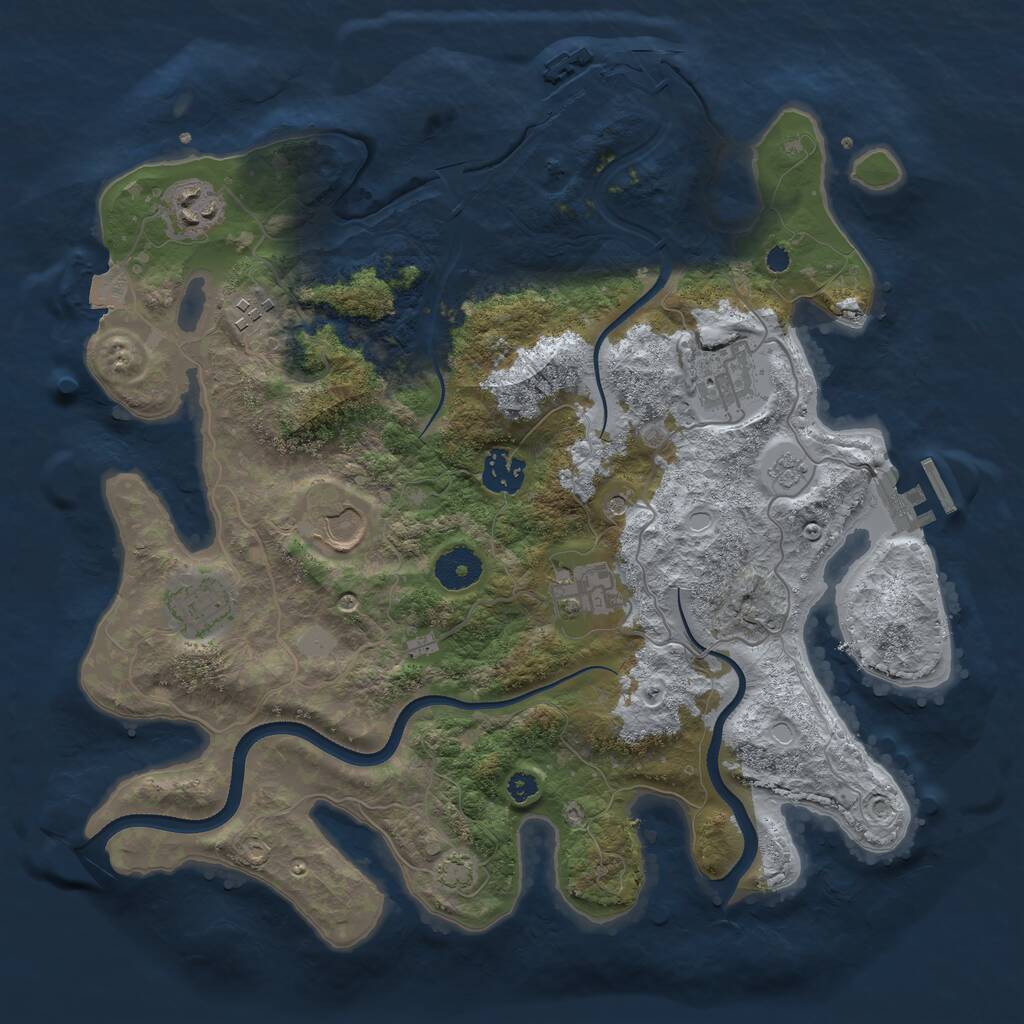 Rust Map: Procedural Map, Size: 3500, Seed: 1782915584, 13 Monuments